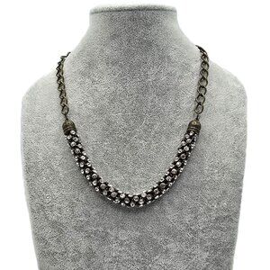 Aeo American Eagle Antiqued Brass Necklace with Tubular Rhinestones Adjustable